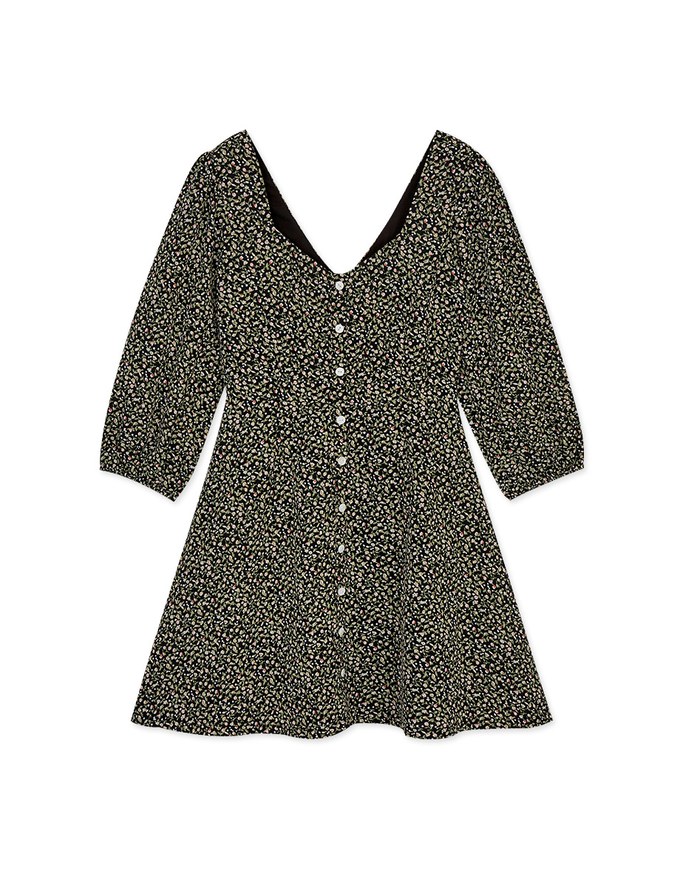 Vintage Ditsy Floral Buttoned Mini Dress