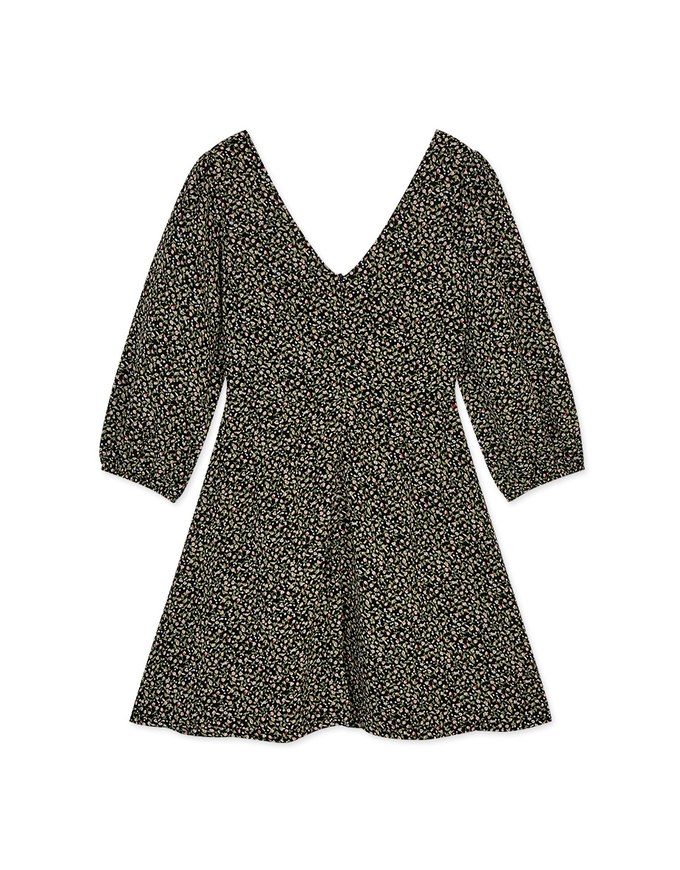 Vintage Ditsy Floral Buttoned Mini Dress