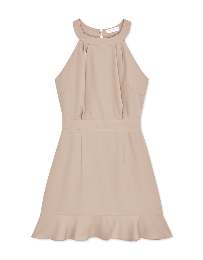 Halter Ruffled Hem Mini Dress
