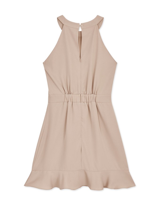 Halter Ruffled Hem Mini Dress