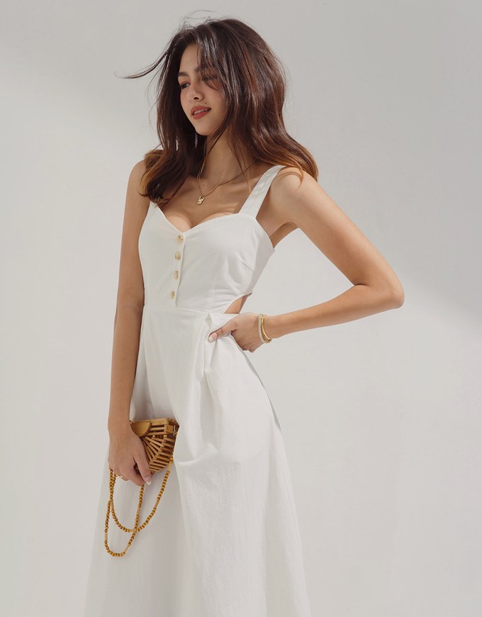 Sweetheart Neckline Side-Hollow Maxi Dress