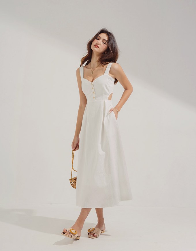 Sweetheart Neckline Side-Hollow Maxi Dress