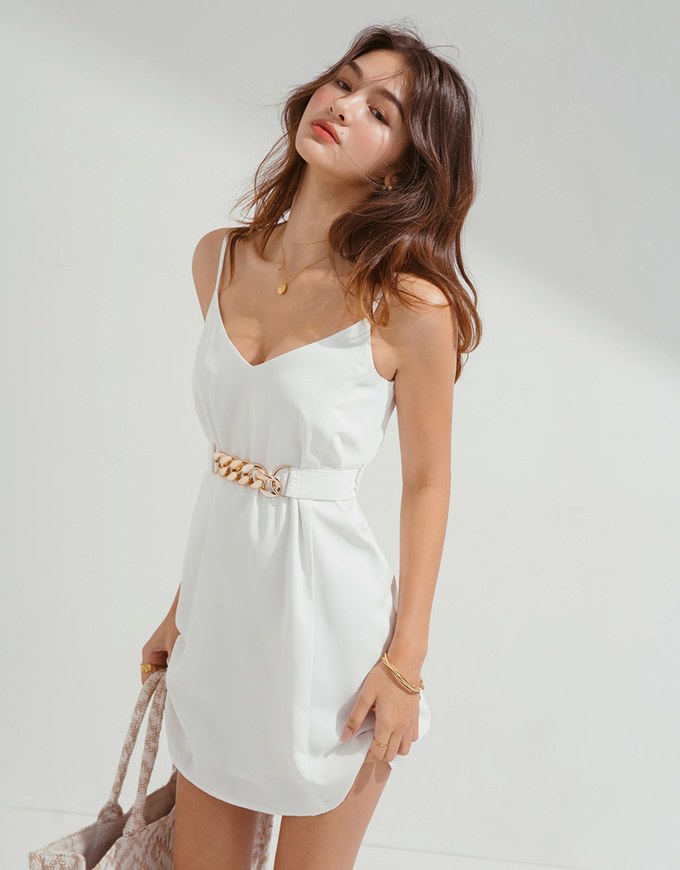 Sensual Gold Chain Thin Strap Dress