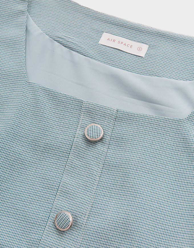 Square Neck Fine Gingham Top + Shorts Set Wear