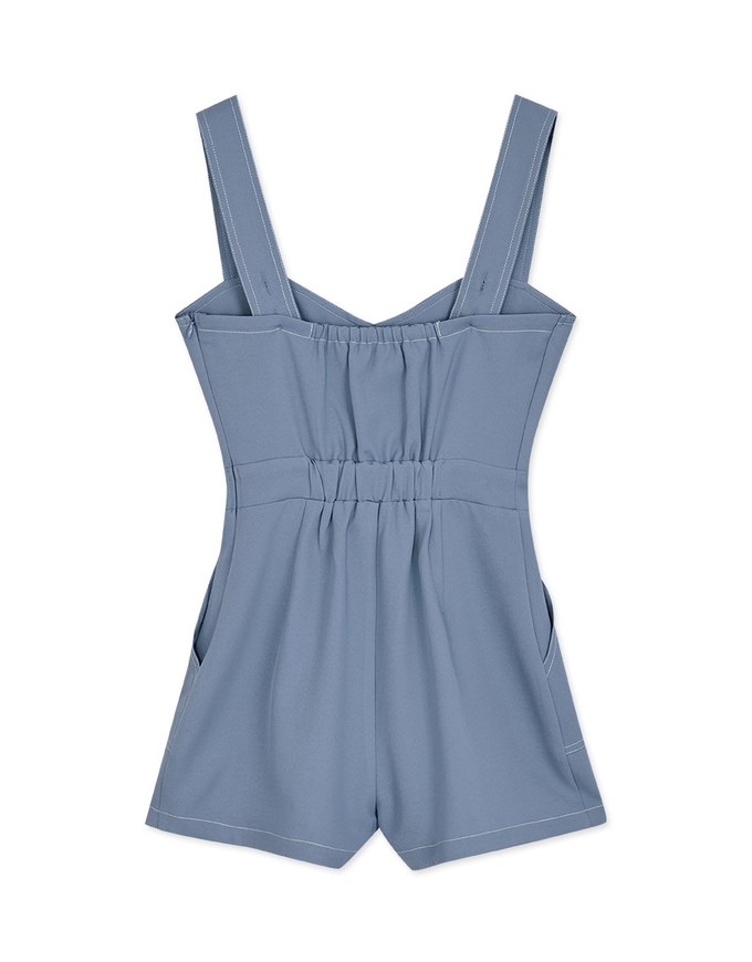 Thick Strap Sweetheart Neckline Stitch Playsuit