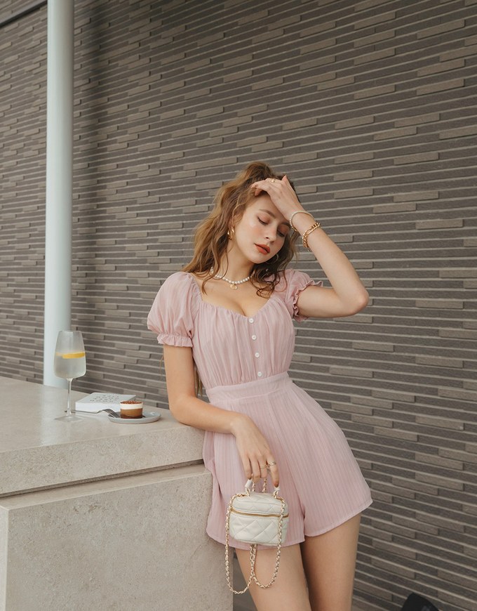 2Way Straight Pattern Sleeveless Playsuit
