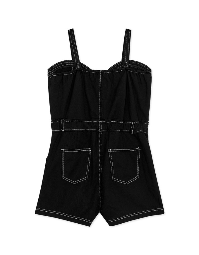 Casual Thin Strap Seamline Denim Playsuit