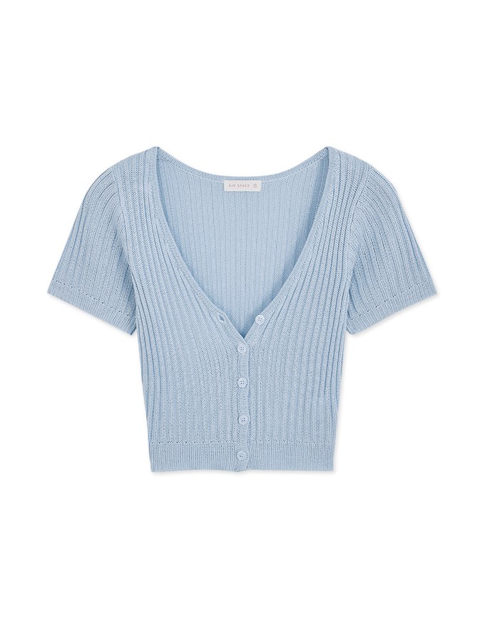 Knit Button Down Crop Top