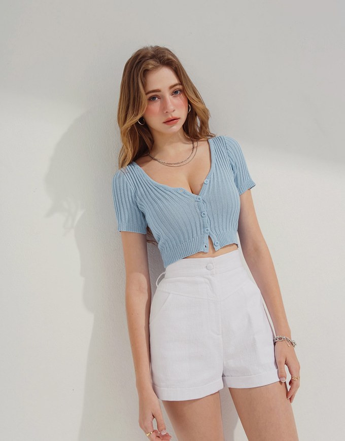 Knit Button Down Crop Top