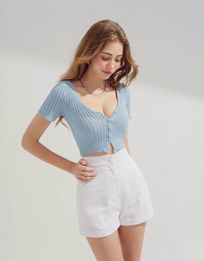 Knit Button Down Crop Top