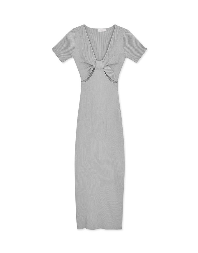 Hollow Wrinkled SideSlit Knit Long Dress
