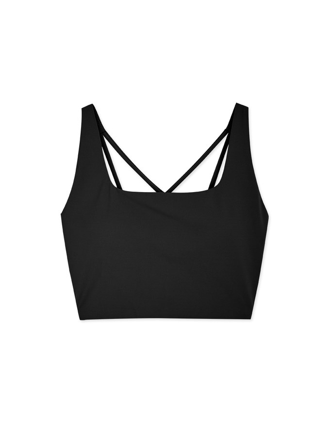 Push Up Square Neck Back Cross Sports Bra (With Padding)