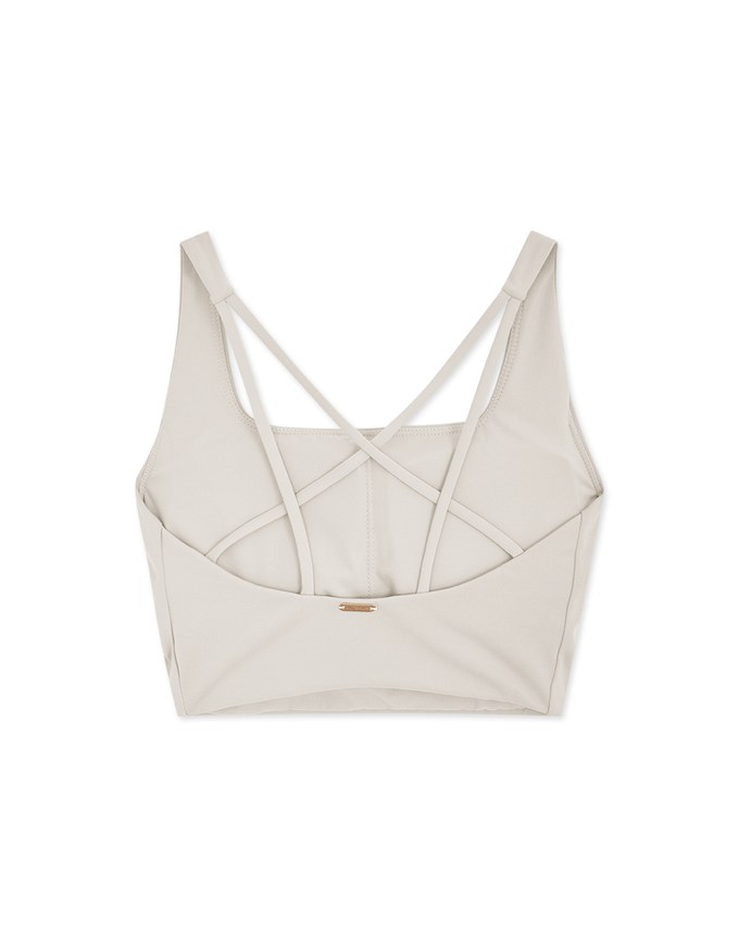 Push Up Square Neck Back Cross Sports Bra (With Padding)