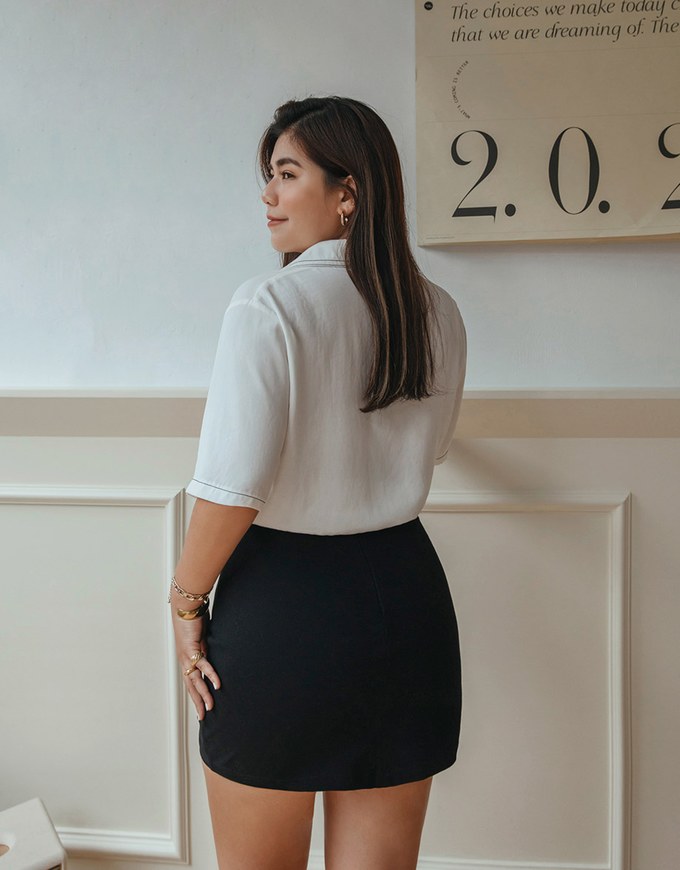 Double Pocket Stitching Short Sleeve Blouse Shirt