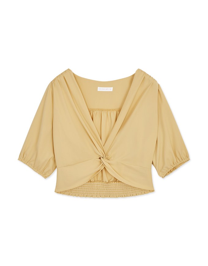 Classy Front Knot 3/4 Sleeve Crop Top