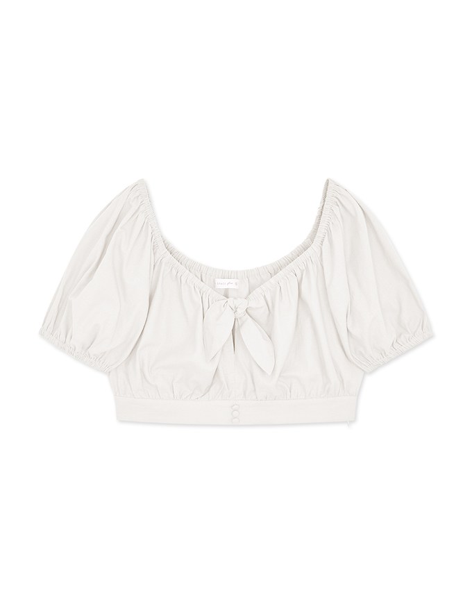 2WAY Front Knot Cotton Linen Cinched Waist Top