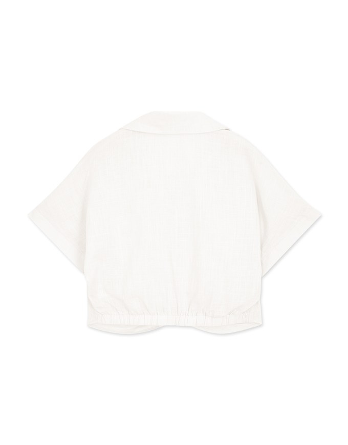 Transparent Sheer Scrunch Lapel Button Crop Top