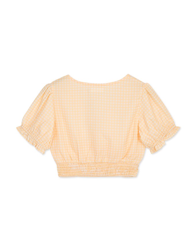 Gingham Scrunch Cinched Waist Crop Top