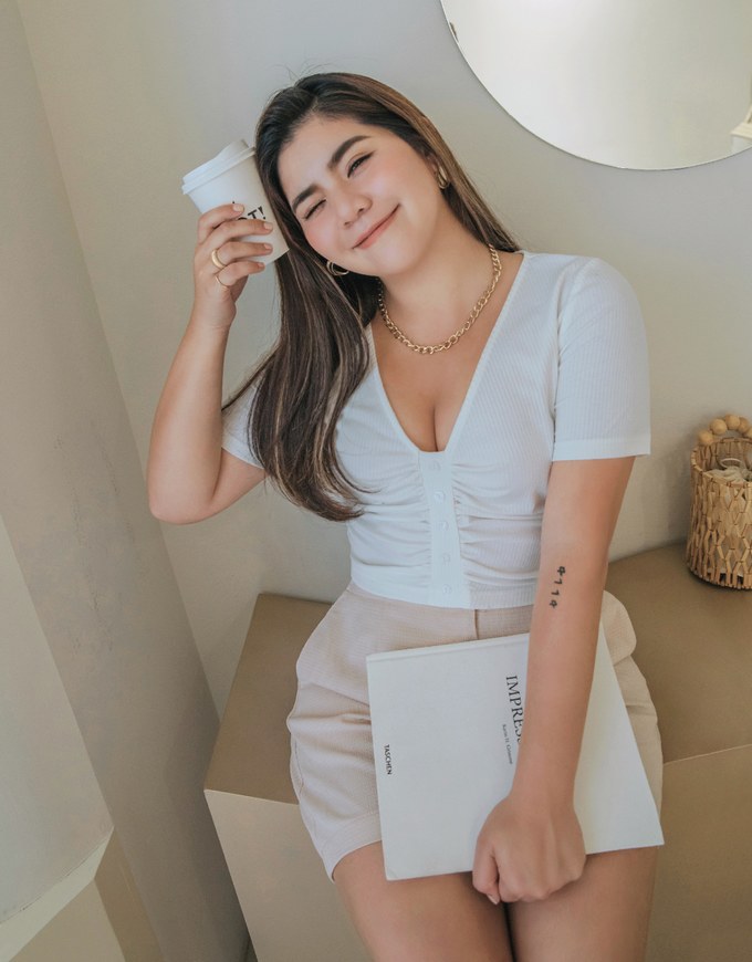 Deep V-Neck Button Crop Top