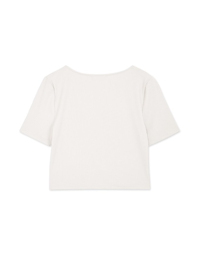 Deep V-Neck Button Crop Top