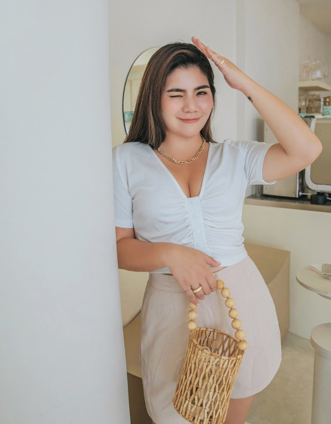 Deep V-Neck Button Crop Top
