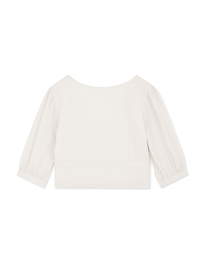Minimalist Striped Chiffon Buttoned Crop Top