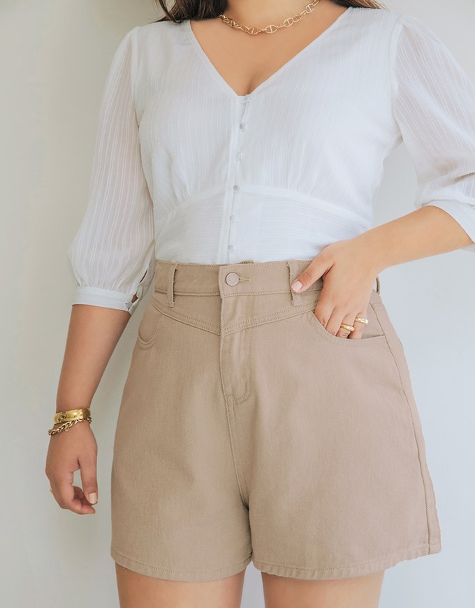 Minimalist Striped Chiffon Buttoned Crop Top