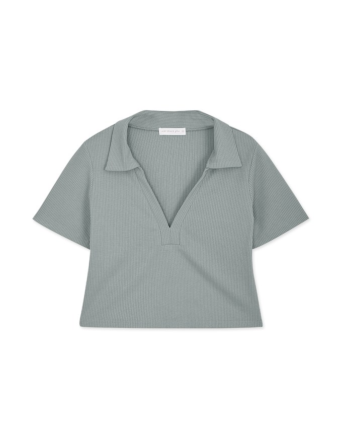 Décolleté V Lapel Knit Crop Top