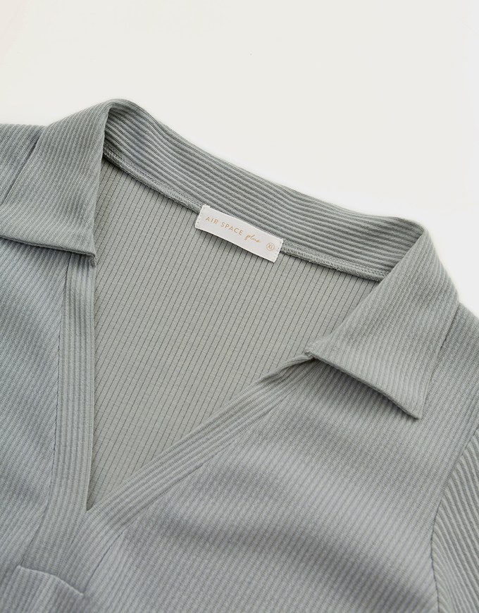 Décolleté V Lapel Knit Crop Top