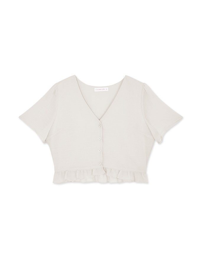 Wrinkled Embossed Lotus Leaf Crop Top