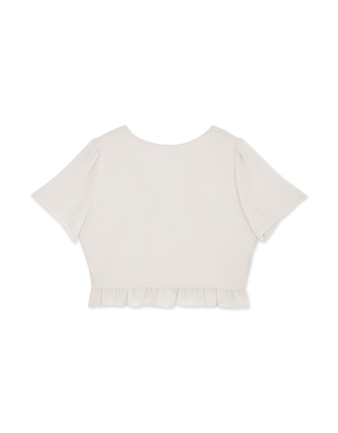Wrinkled Embossed Lotus Leaf Crop Top