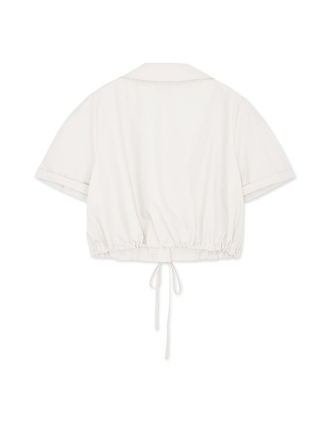 Double Pockets Waist Drawstring Crop Blouse Shirt