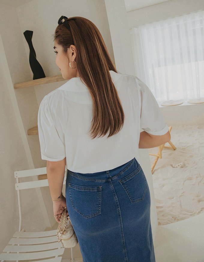 Double Pockets Waist Drawstring Crop Blouse Shirt