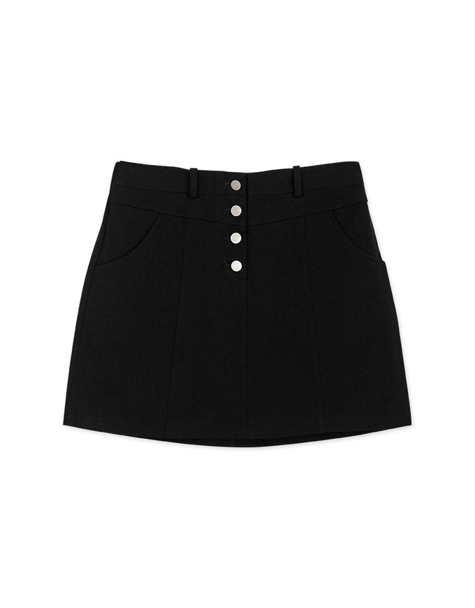 Edgy Chic High Waisted Button-down Mini Skirt