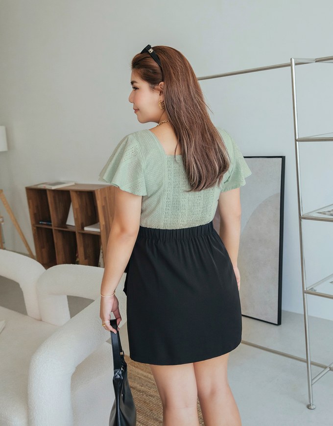 Side-Tie Ribbon Elastic Skirt