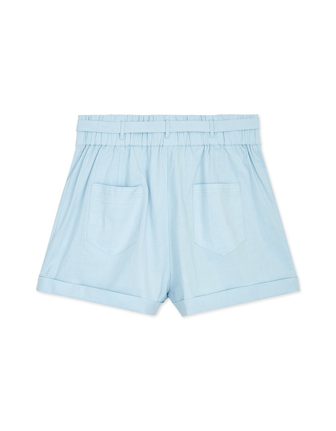 Basic Versatile High Waisted Turn-Up Shorts (With Belt)
