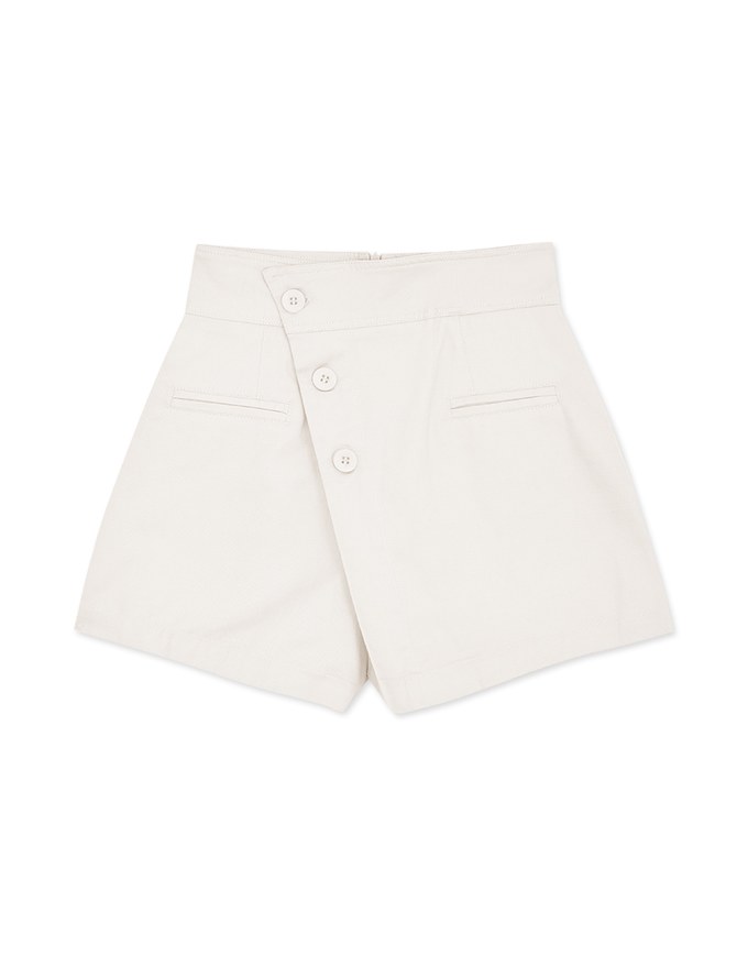 Bias-Cut Buttoned A-Line Skort