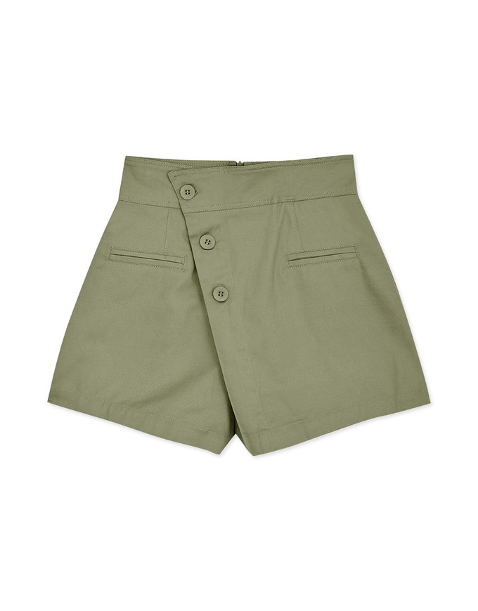Bias-Cut Buttoned A-Line Skort