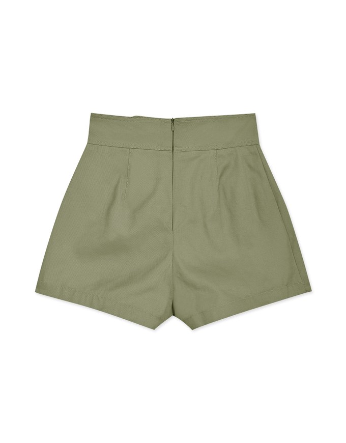 Bias-Cut Buttoned A-Line Skort