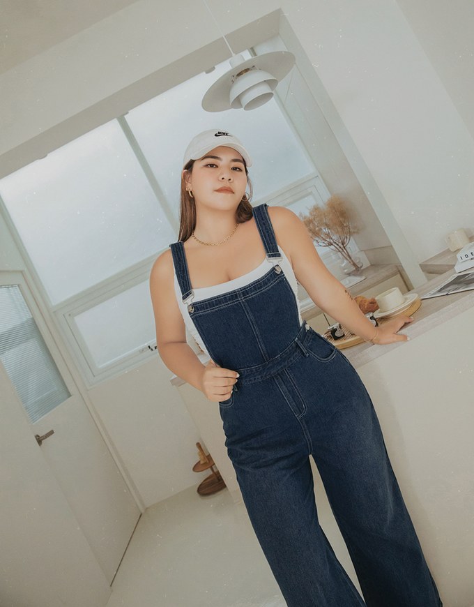 Casual Street Style Suspender Denim Jeans Pants