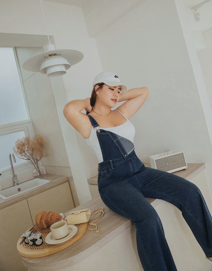 Casual Street Style Suspender Denim Jeans Pants