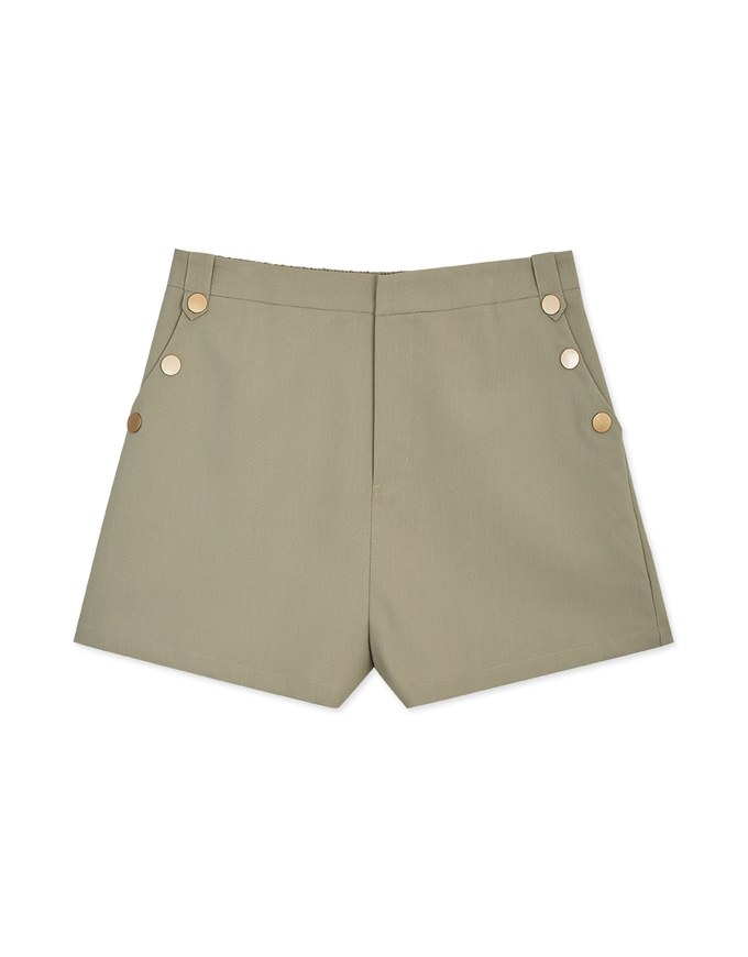 Enhanced Side Button Elastic Shorts