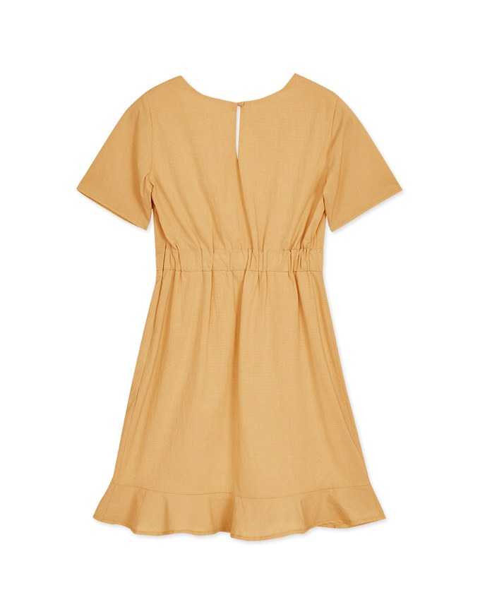 Soigné V-Neck Ruffled Hem Splice Mini Dress