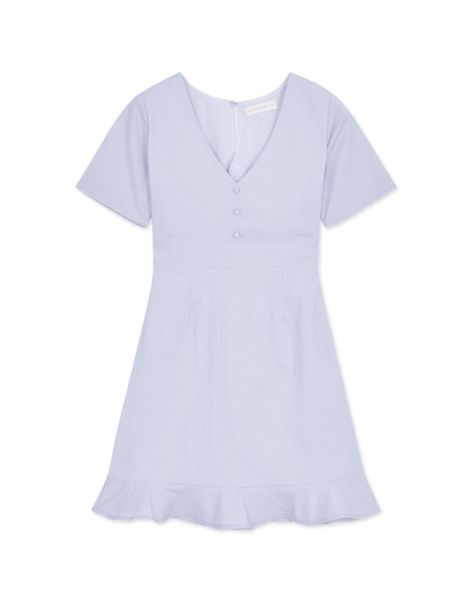 Soigné V-Neck Ruffled Hem Splice Mini Dress