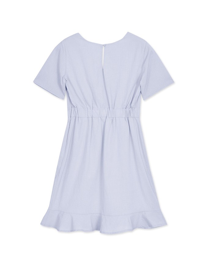 Soigné V-Neck Ruffled Hem Splice Mini Dress