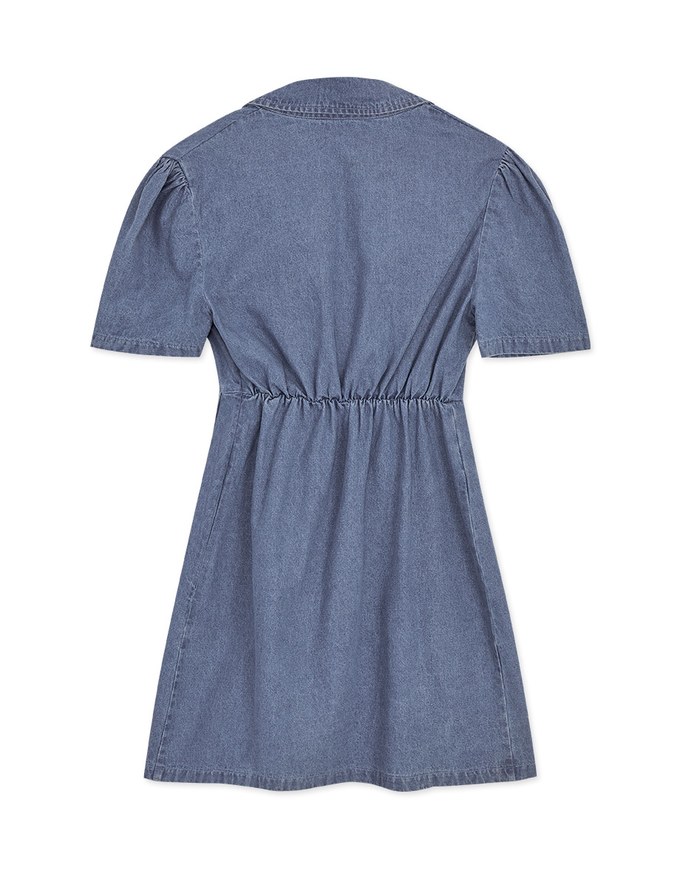 Voguish Arc Overlap Scrunch Denim Jeans Mini Dress
