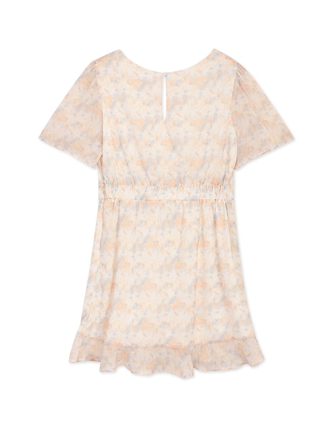 Dainty Tie-Dye Scrunch Ruffled Hem Mini Dress