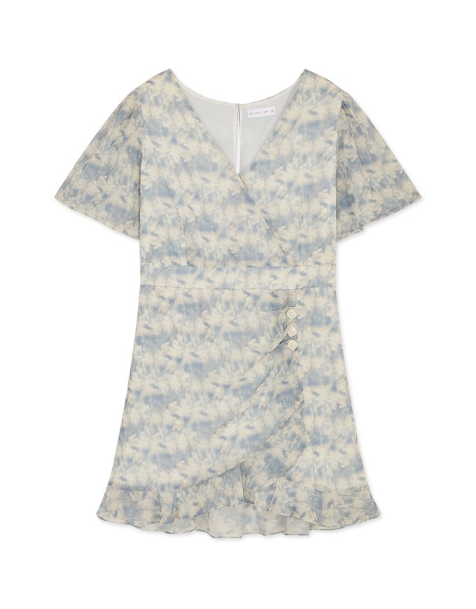 Dainty Tie-Dye Scrunch Ruffled Hem Mini Dress