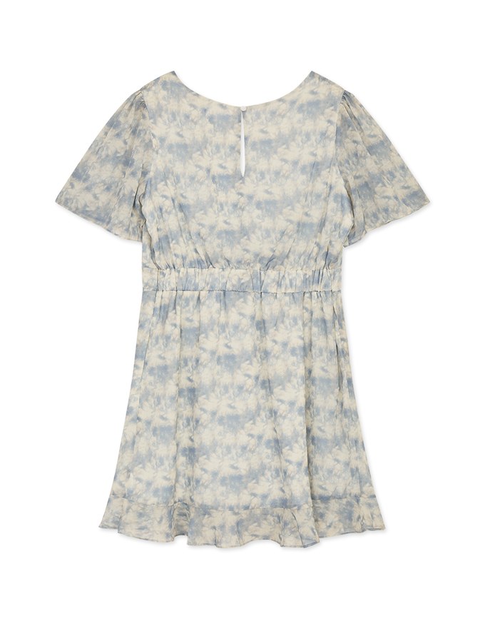 Dainty Tie-Dye Scrunch Ruffled Hem Mini Dress