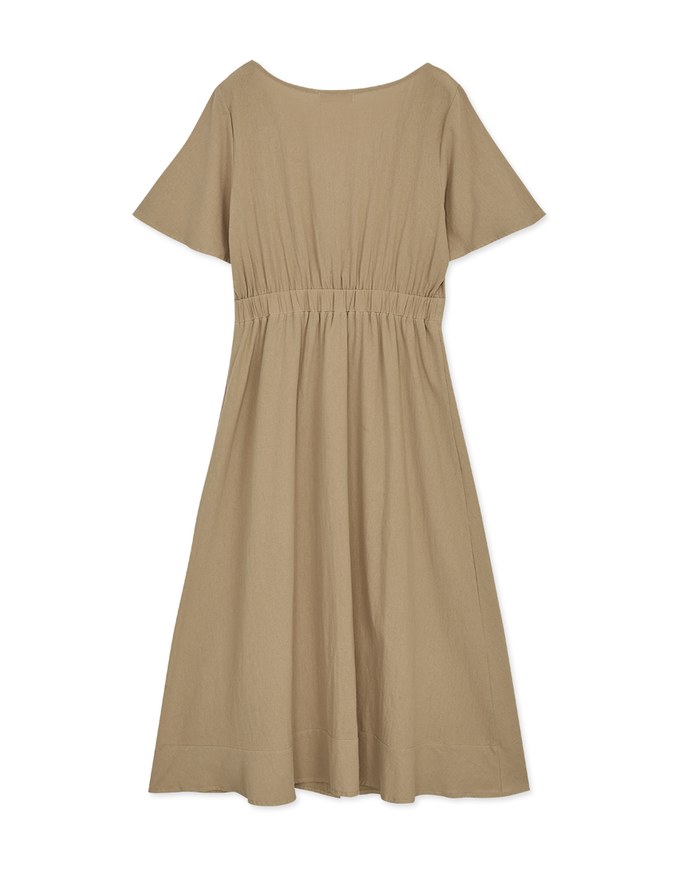 Front Knot Buttoned Slit Maxi Dress